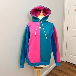 Teddy Fresh Retro Color Block Hoodie Sweatshirt Sz Large